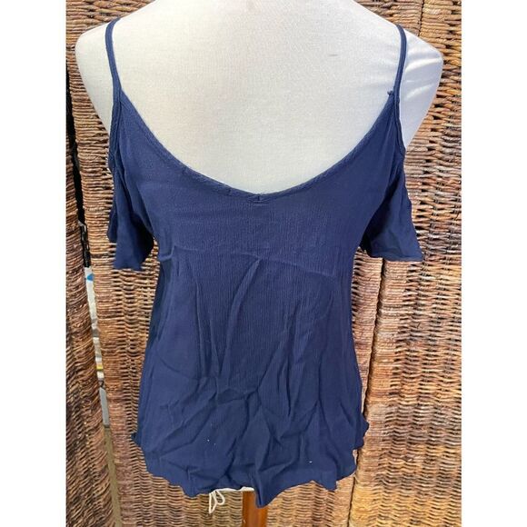 Papaya Blue Slotted Shoulder Blouse L - Picture 2 of 4
